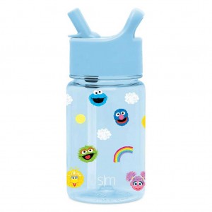 Simple Modern Plastic Water Bottle with Straw Lid Waterflessen Lichtblauw | 195632NQA