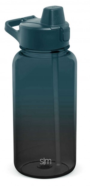 Simple Modern Plastic With Simple Flip Silicone Straw Lid Waterflessen Obsidian Groen | 791453JQM