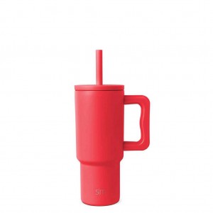 Simple Modern Tumbler with Silicone Straw Lid Waterflessen Rood | 782065BJN