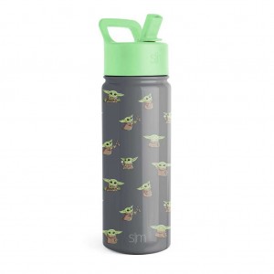 Simple Modern Water Bottle with Straw Lid Waterflessen Donkergrijs | 982716YPD