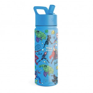 Simple Modern Water Bottle with Straw Lid Waterflessen Blauw | 895314CJK