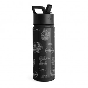 Simple Modern Water Bottle with Straw Lid Waterflessen Zwart | 587693IVH