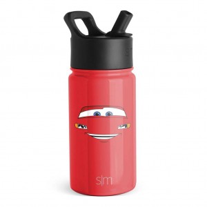 Simple Modern Water Bottle with Straw Lid Waterflessen Rood | 198465KJM