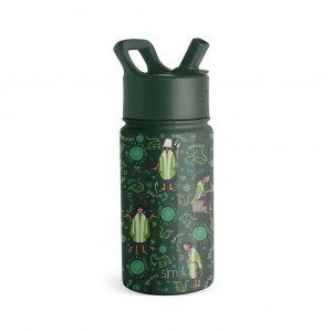 Simple Modern Water Bottle with Straw Lid Waterflessen Obsidian Groen | 198326DRM