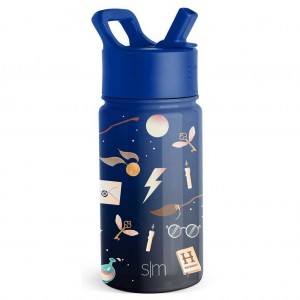 Simple Modern Water Bottle with Straw Lid Waterflessen Donkerblauw | 237458ERU