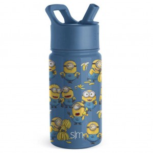 Simple Modern Water Bottle with Straw Lid Waterflessen Indigo | 073258LNB