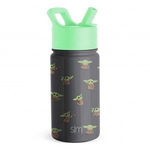 Simple Modern Water Bottle with Straw Lid Waterflessen Zwart | 849071MKH