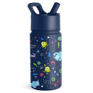 Simple Modern Water Bottle with Straw Lid Waterflessen Donkerblauw | 725634QFW