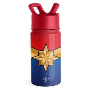 Simple Modern Water Bottle with Straw Lid Waterflessen Blauw Rood | 708132YAK