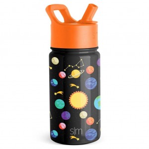 Simple Modern Water Bottle with Straw Lid Waterflessen Zwart | 872491CEW