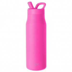 Simple Modern with Manual Straw Lid Waterflessen Roze | 071486VCD