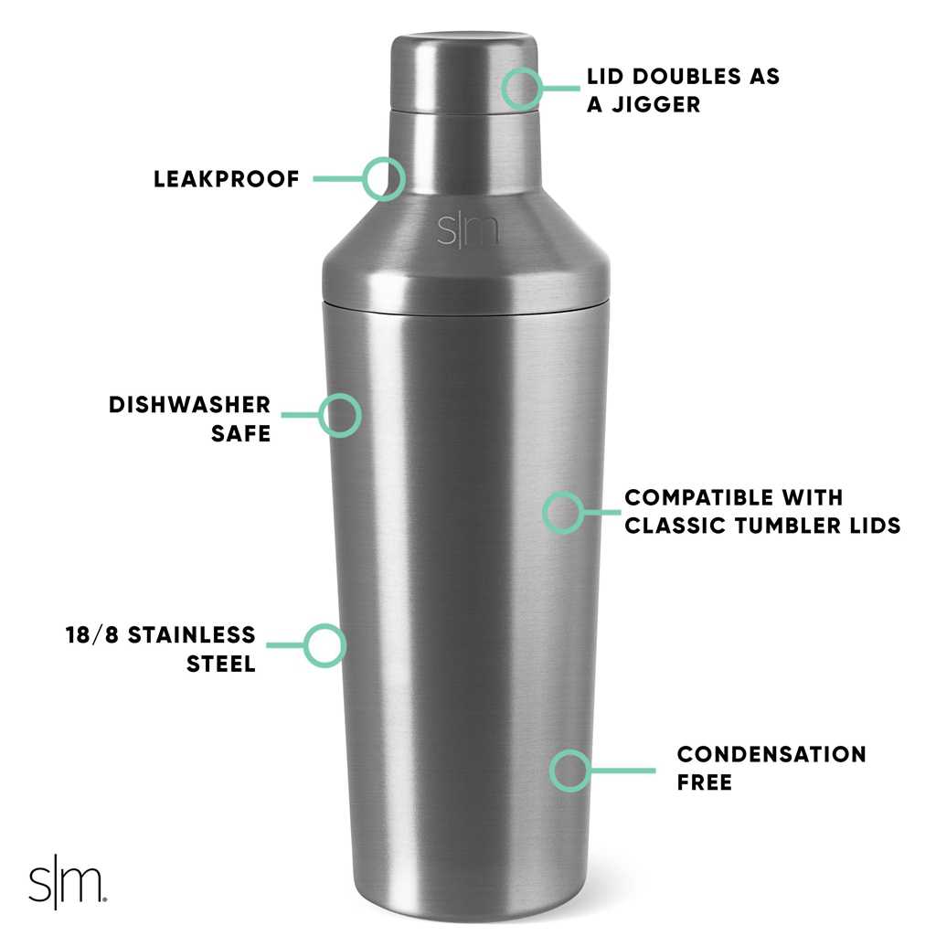 Simple Modern Classic Cocktail Shaker with Jigger Lid Andere Accessoires Zilver | 591238VQX