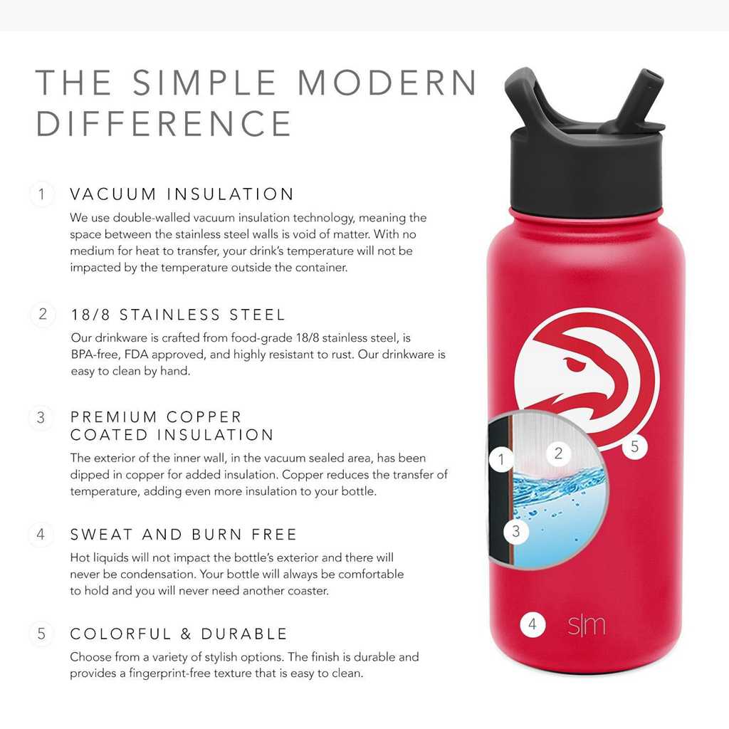 Simple Modern Summit Water Bottle with Straw Lid Waterflessen Rood | 781369JUZ