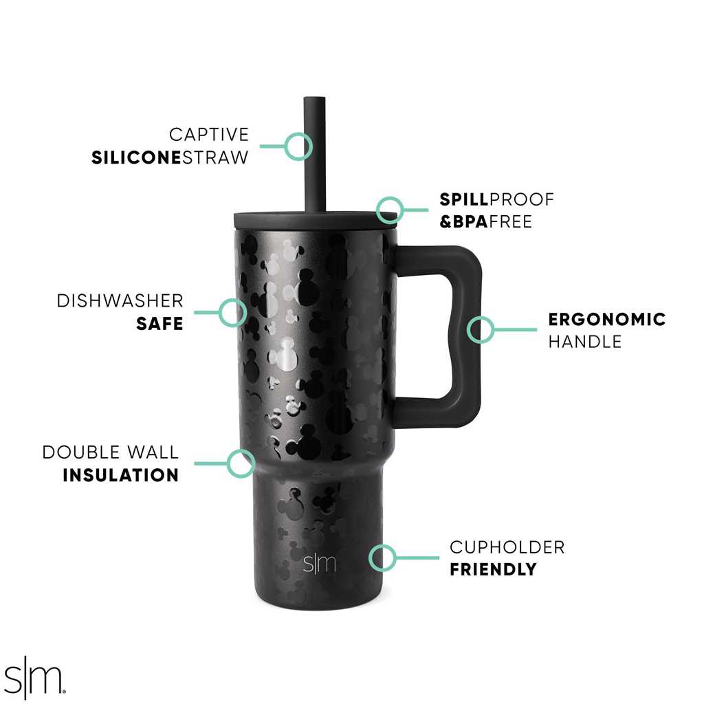 Simple Modern Tumbler with Silicone Straw Lid Waterflessen Zwart | 926530XBH