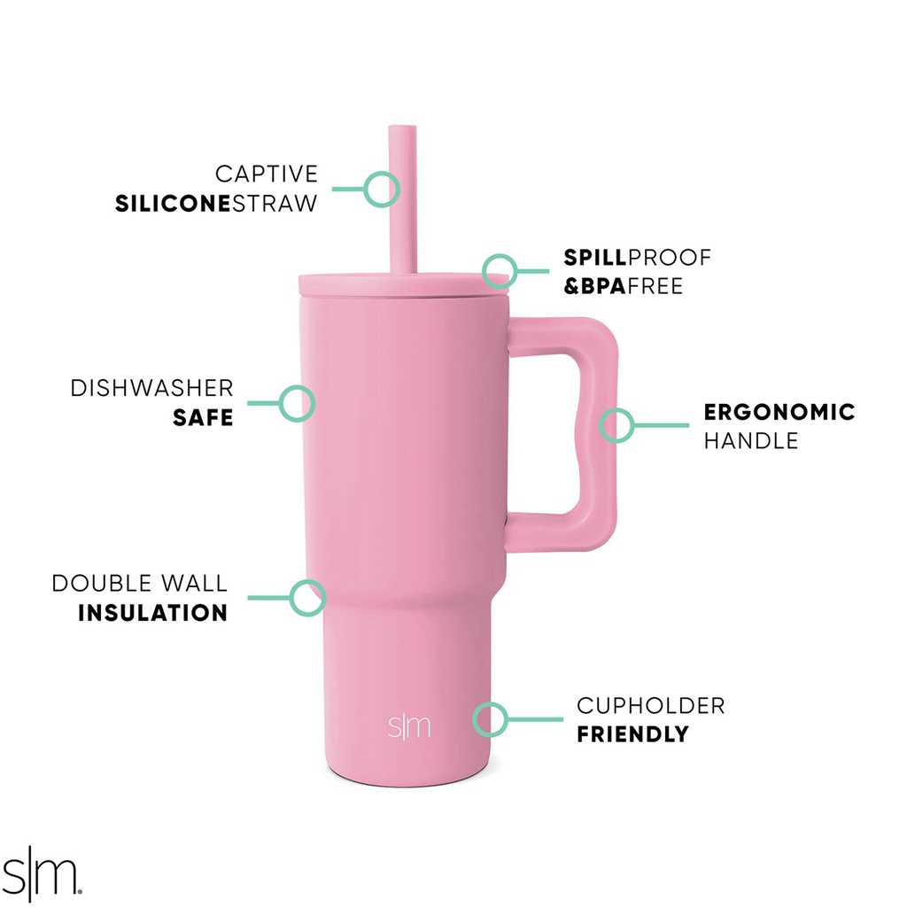 Simple Modern Tumbler with Silicone Straw Lid Waterflessen Roze Roze | 685209ITK