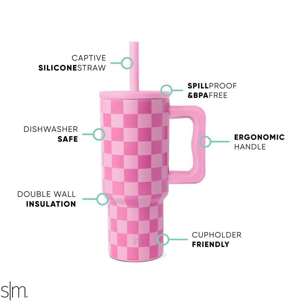 Simple Modern Tumbler with Silicone Straw Lid Waterflessen Roze | 698134XTD