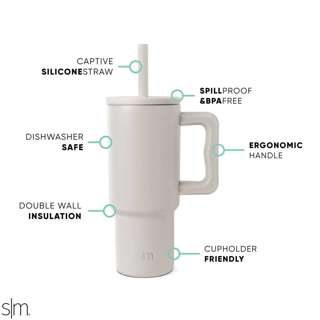 Simple Modern Tumbler with Silicone Straw Lid Waterflessen Wit | 048712GLX