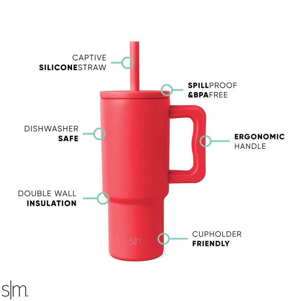 Simple Modern Tumbler with Silicone Straw Lid Waterflessen Rood | 782065BJN