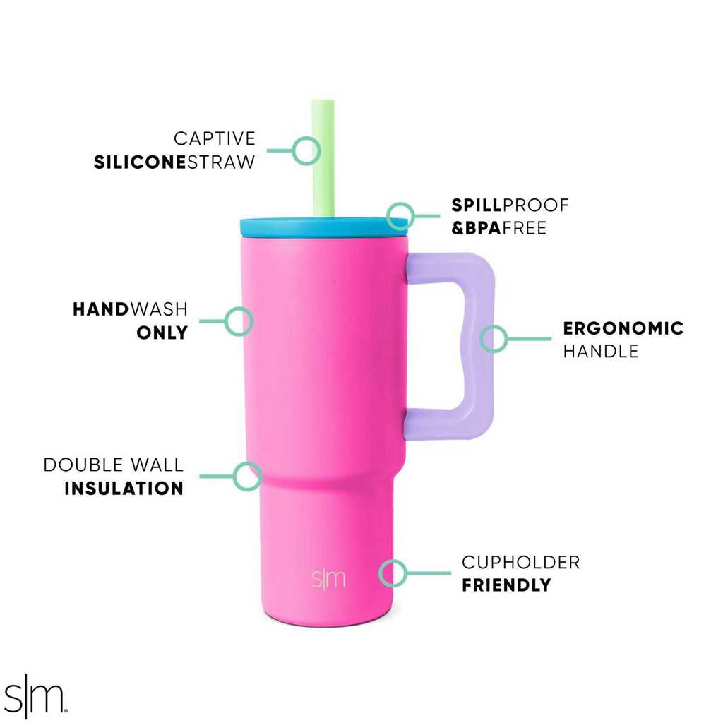 Simple Modern Tumbler with Silicone Straw Lid Waterflessen Roze | 028675RLJ