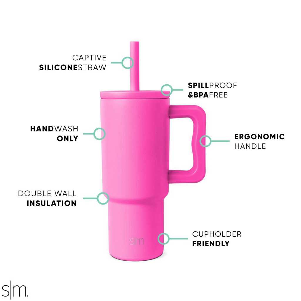 Simple Modern Tumbler with Silicone Straw Lid Waterflessen Roze | 965042XWE