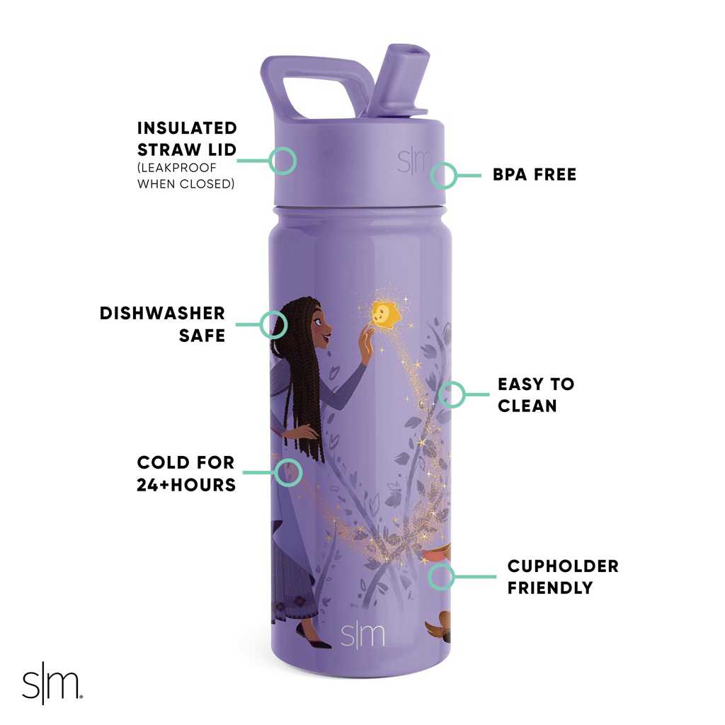 Simple Modern Water Bottle with Straw Lid Waterflessen Paars | 901234GCL