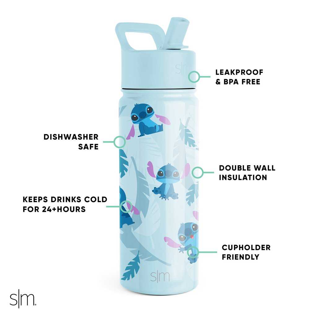 Simple Modern Water Bottle with Straw Lid Waterflessen Lichtblauw | 091356OBJ