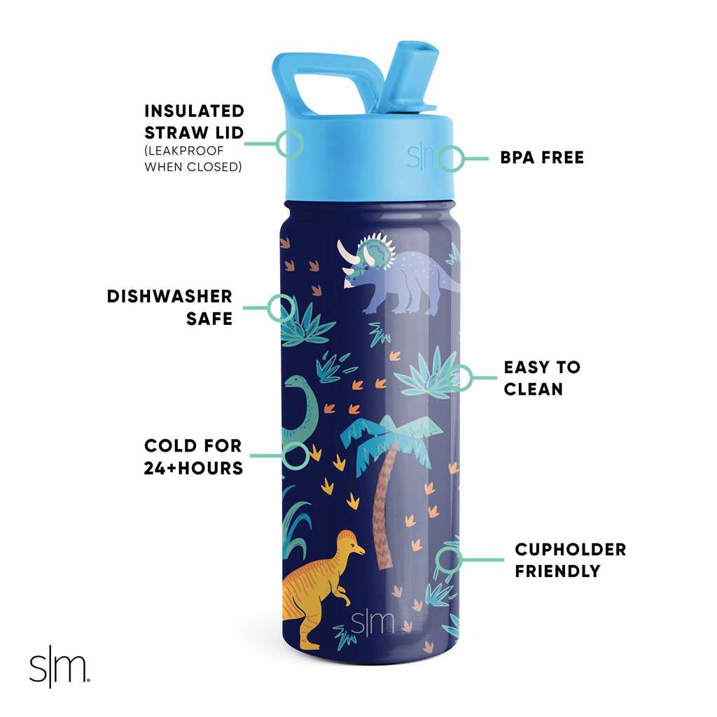 Simple Modern Water Bottle with Straw Lid Waterflessen Groen | 589710NPK