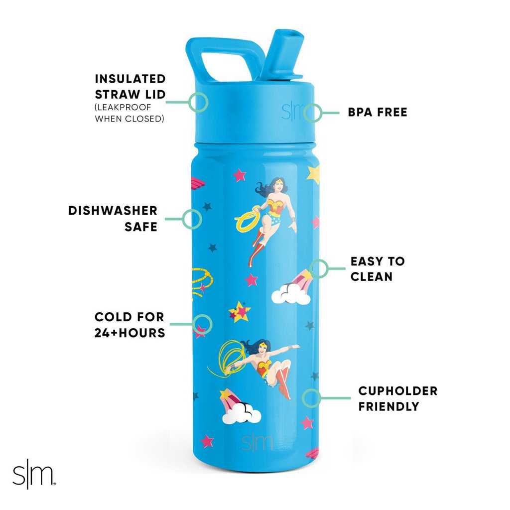 Simple Modern Water Bottle with Straw Lid Waterflessen Blauw | 923485QZK