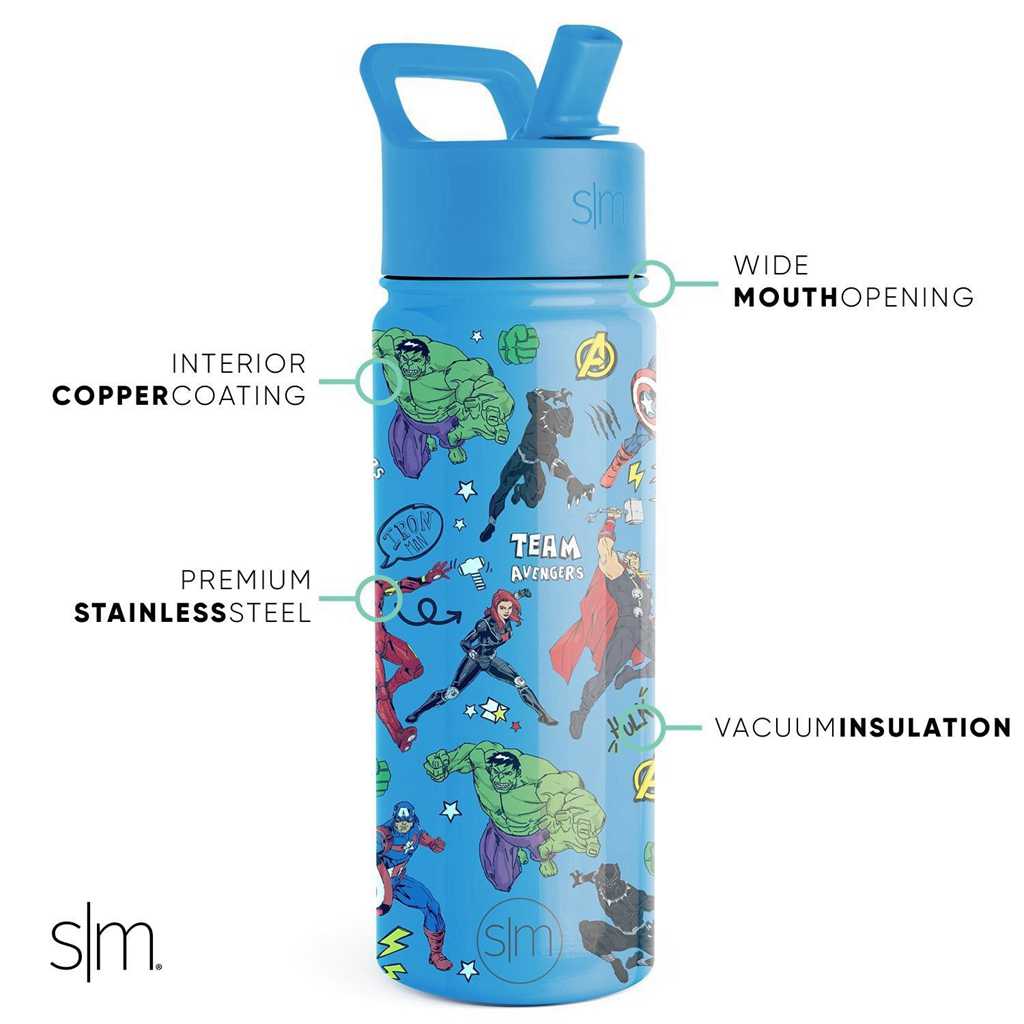 Simple Modern Water Bottle with Straw Lid Waterflessen Blauw | 895314CJK