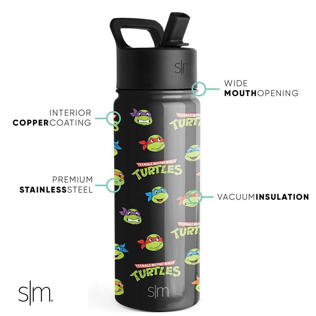 Simple Modern Water Bottle with Straw Lid Waterflessen Zwart | 194320OAP