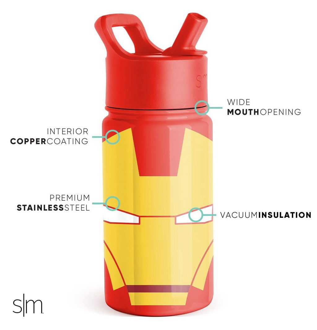 Simple Modern Water Bottle with Straw Lid Waterflessen Rood | 865427DNM