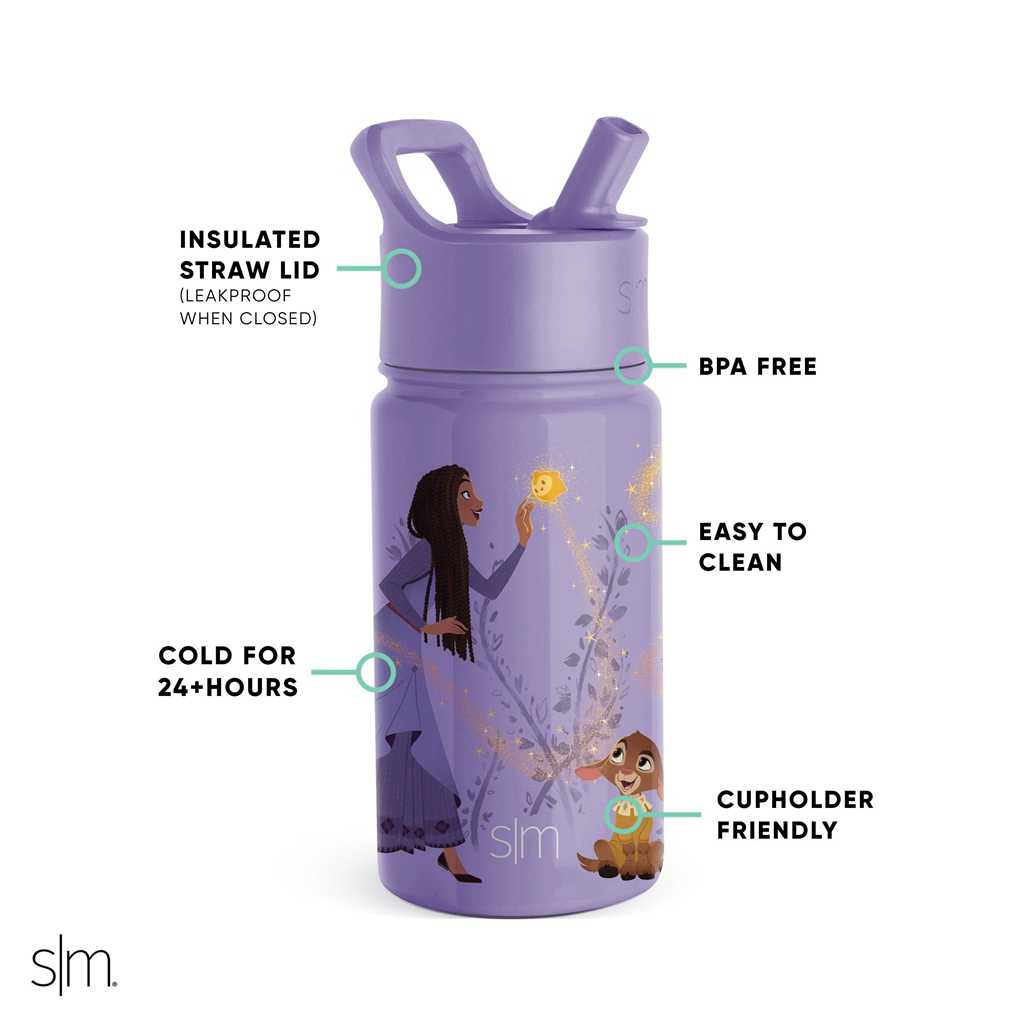 Simple Modern Water Bottle with Straw Lid Waterflessen Paars | 916375ZGM