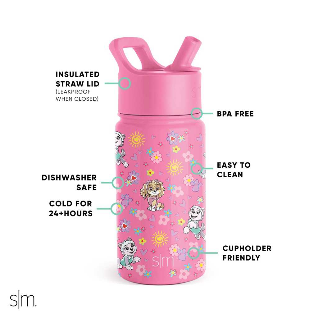 Simple Modern Water Bottle with Straw Lid Waterflessen Roze | 581240AHW