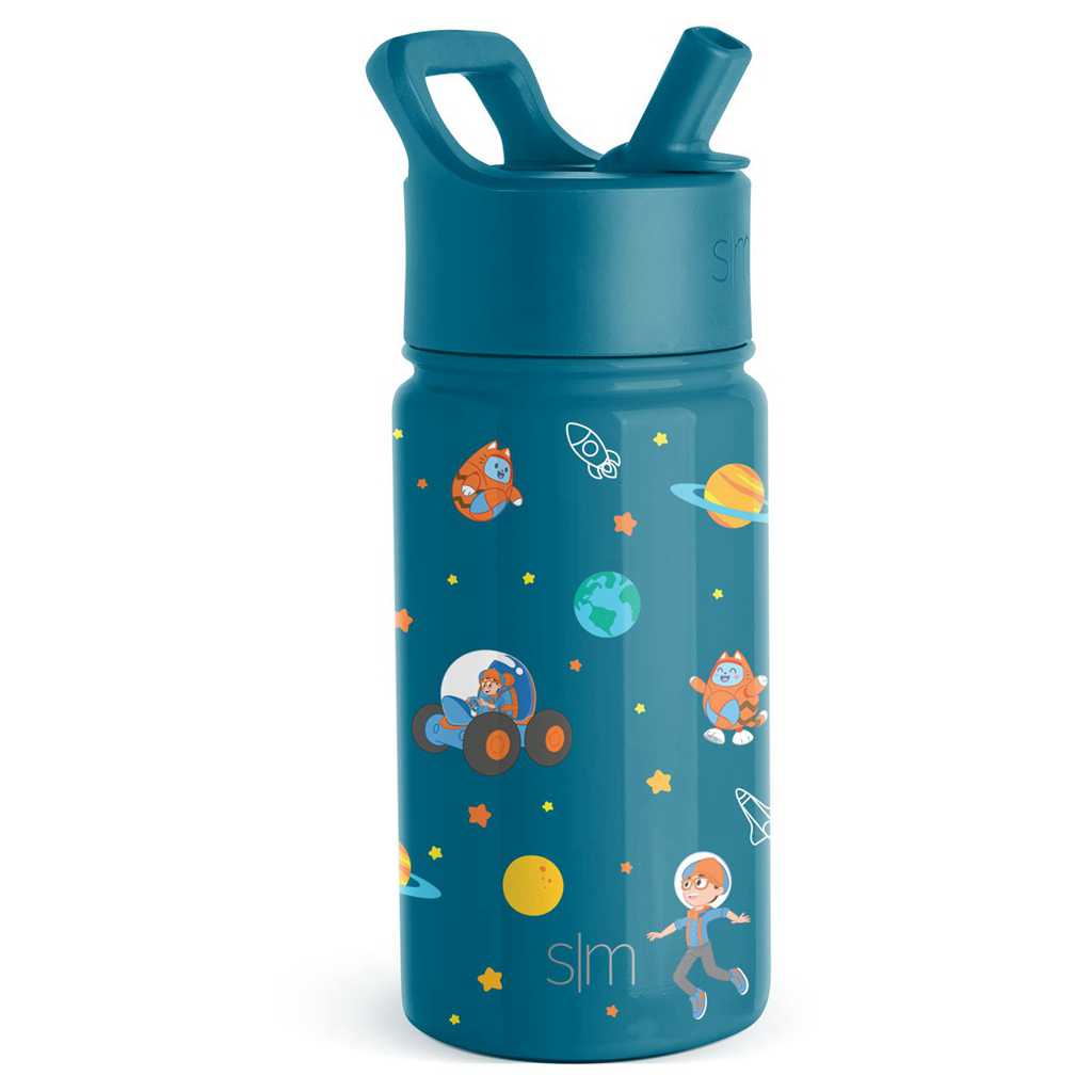 Simple Modern Water Bottle with Straw Lid Waterflessen Pauwblauw | 371258EMV