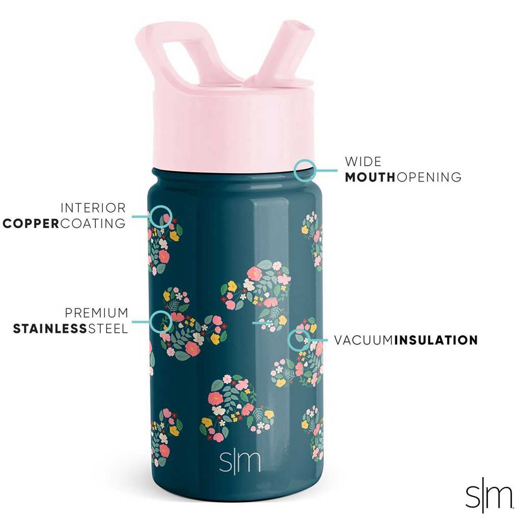 Simple Modern Water Bottle with Straw Lid Waterflessen Obsidian Groen | 920763XNF