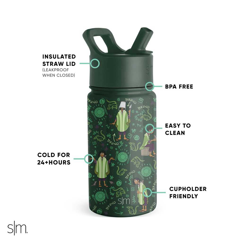 Simple Modern Water Bottle with Straw Lid Waterflessen Obsidian Groen | 198326DRM