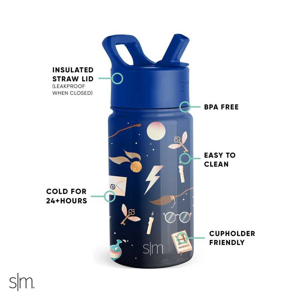 Simple Modern Water Bottle with Straw Lid Waterflessen Donkerblauw | 237458ERU