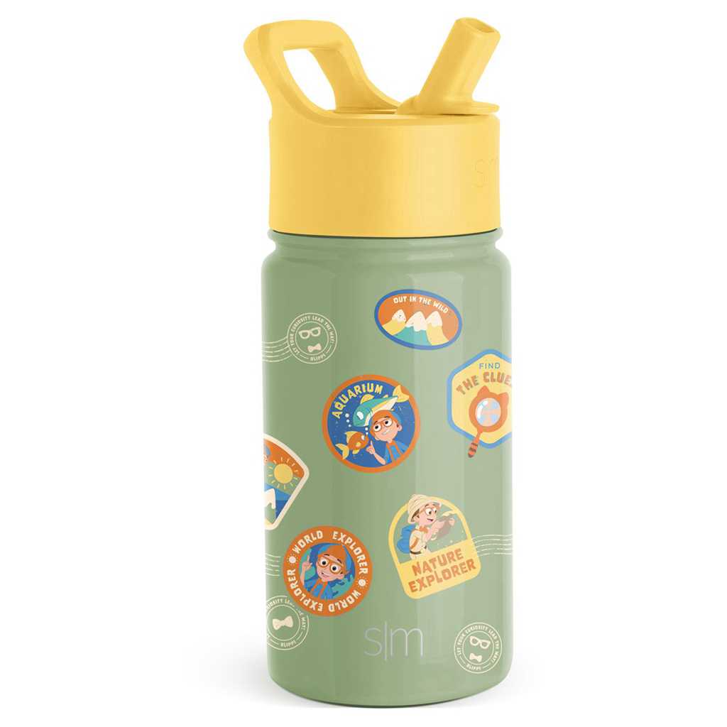 Simple Modern Water Bottle with Straw Lid Waterflessen Lichtolijfgroen | 389672JXL