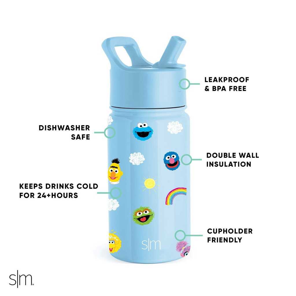 Simple Modern Water Bottle with Straw Lid Waterflessen Lichtblauw | 013925KQH