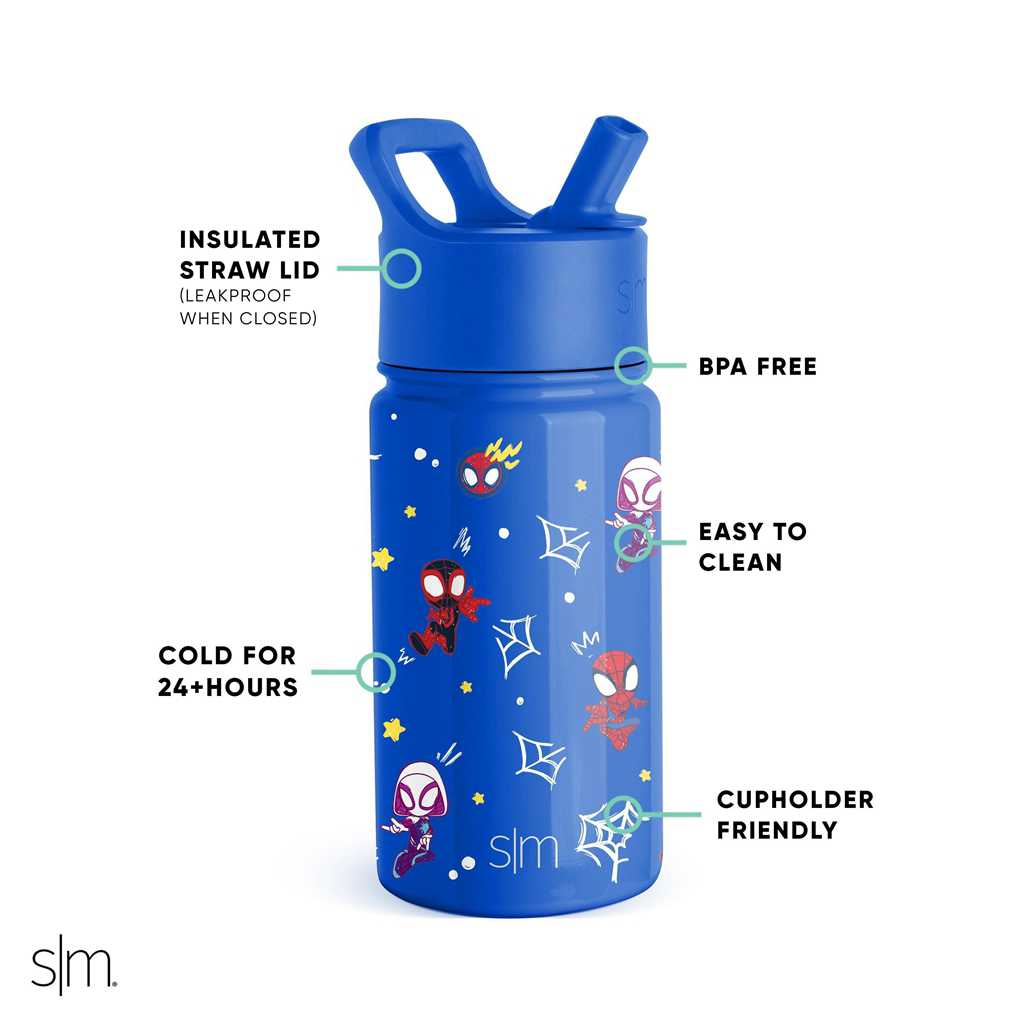 Simple Modern Water Bottle with Straw Lid Waterflessen Blauw | 792108ZGL