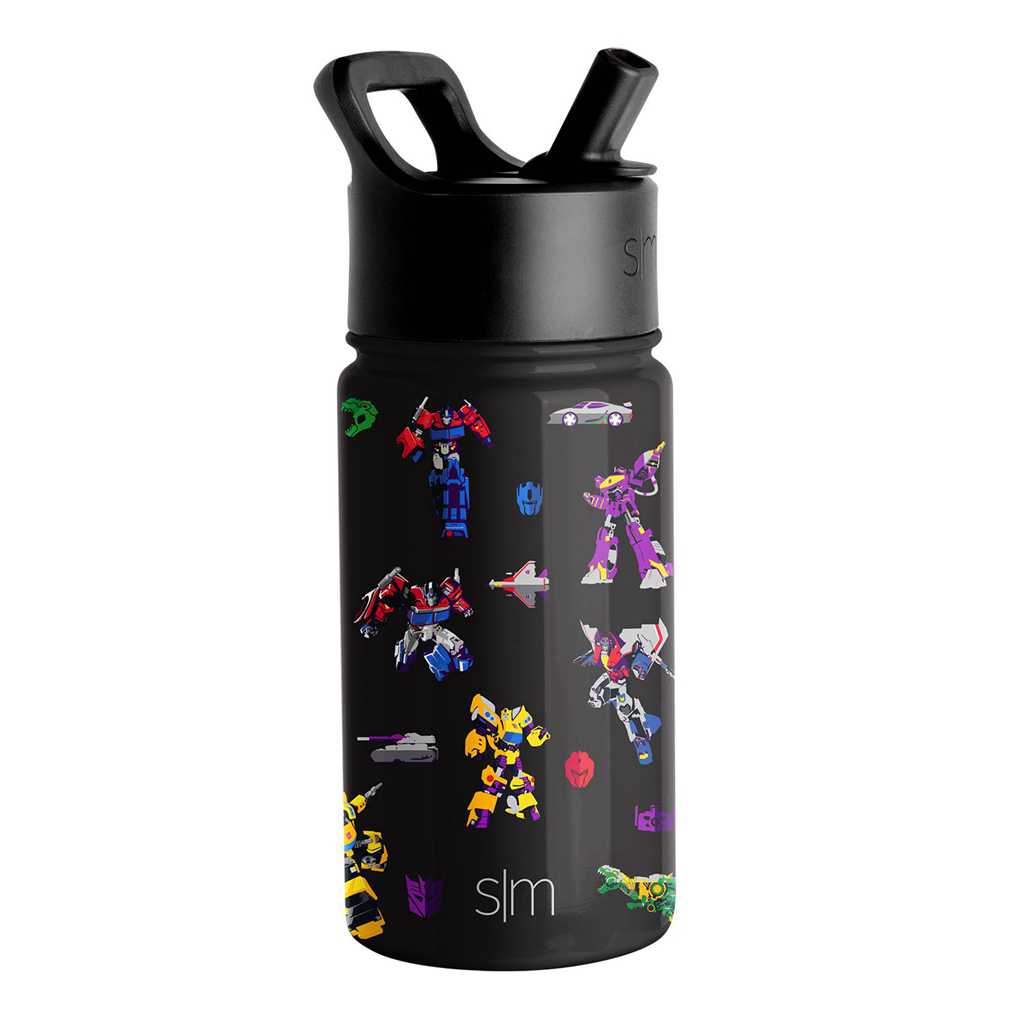 Simple Modern Water Bottle with Straw Lid Waterflessen Zwart | 015387CMQ