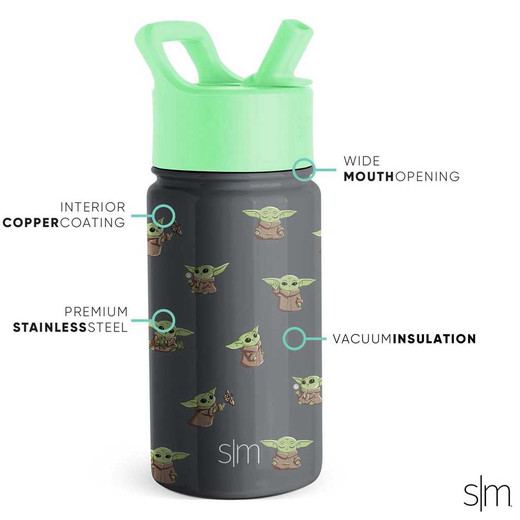 Simple Modern Water Bottle with Straw Lid Waterflessen Zwart | 849071MKH