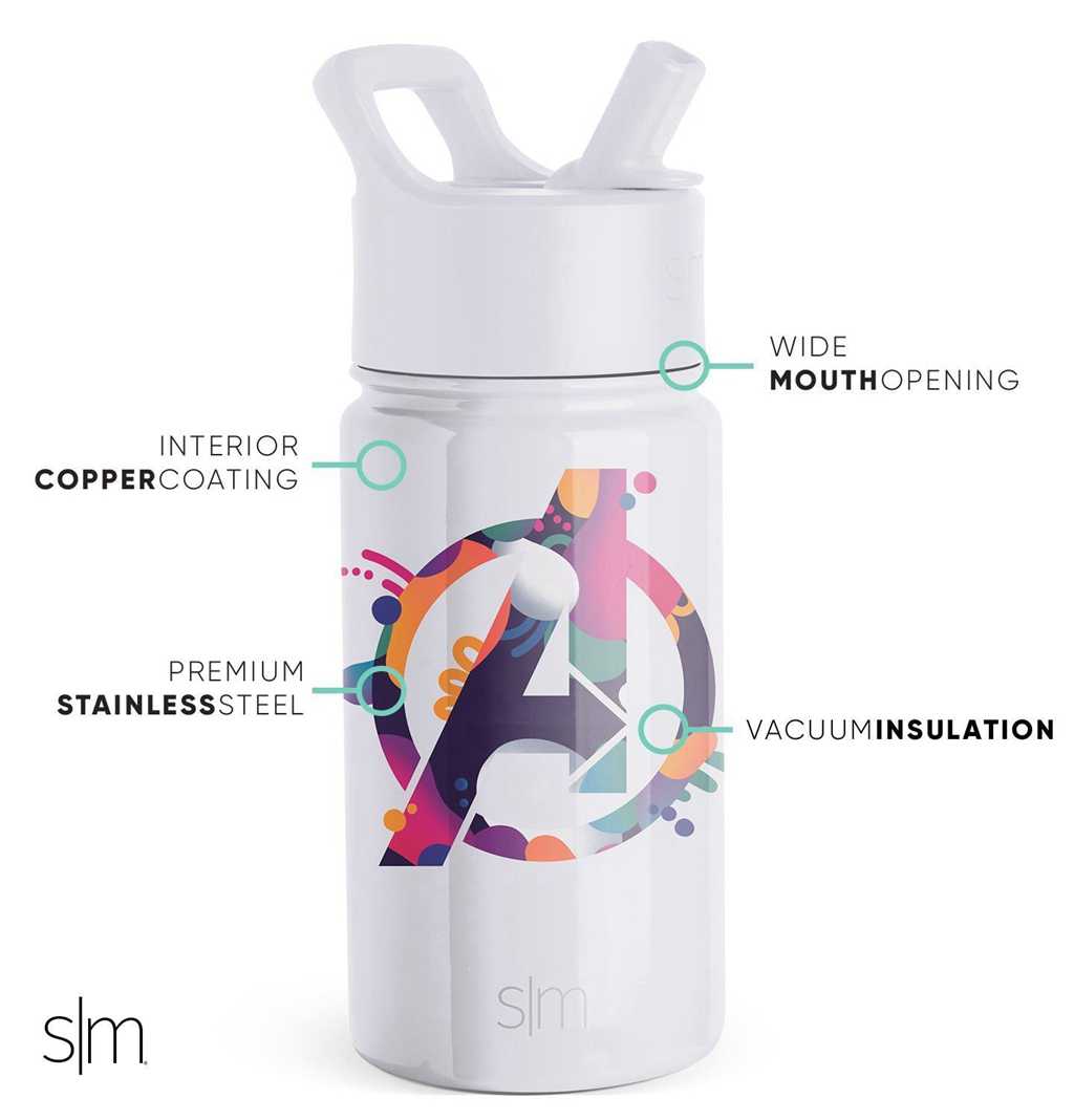 Simple Modern Water Bottle with Straw Lid Waterflessen Wit | 689452XJA