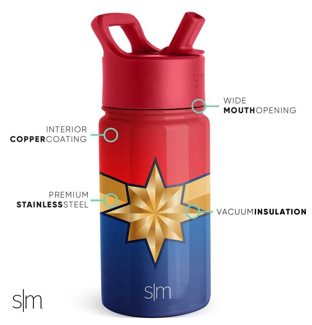 Simple Modern Water Bottle with Straw Lid Waterflessen Blauw Rood | 708132YAK