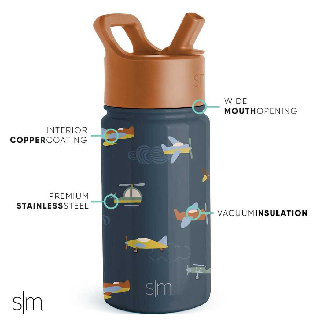 Simple Modern Water Bottle with Straw Lid Waterflessen Zwart | 067184DOC