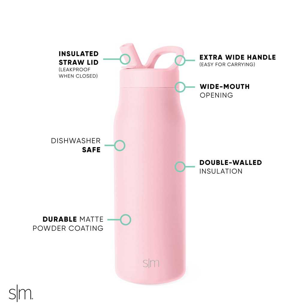 Simple Modern with Manual Straw Lid Waterflessen Roze | 378624UBI