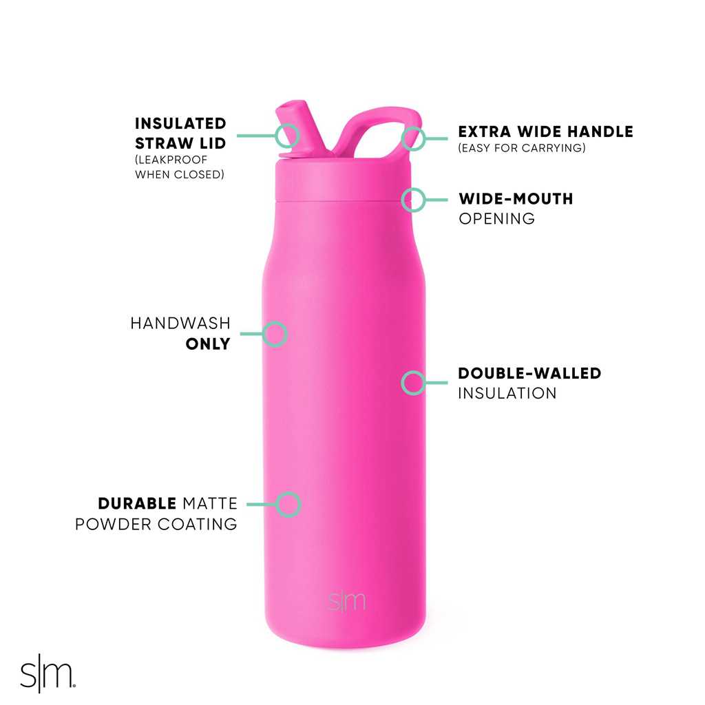 Simple Modern with Manual Straw Lid Waterflessen Roze | 071486VCD