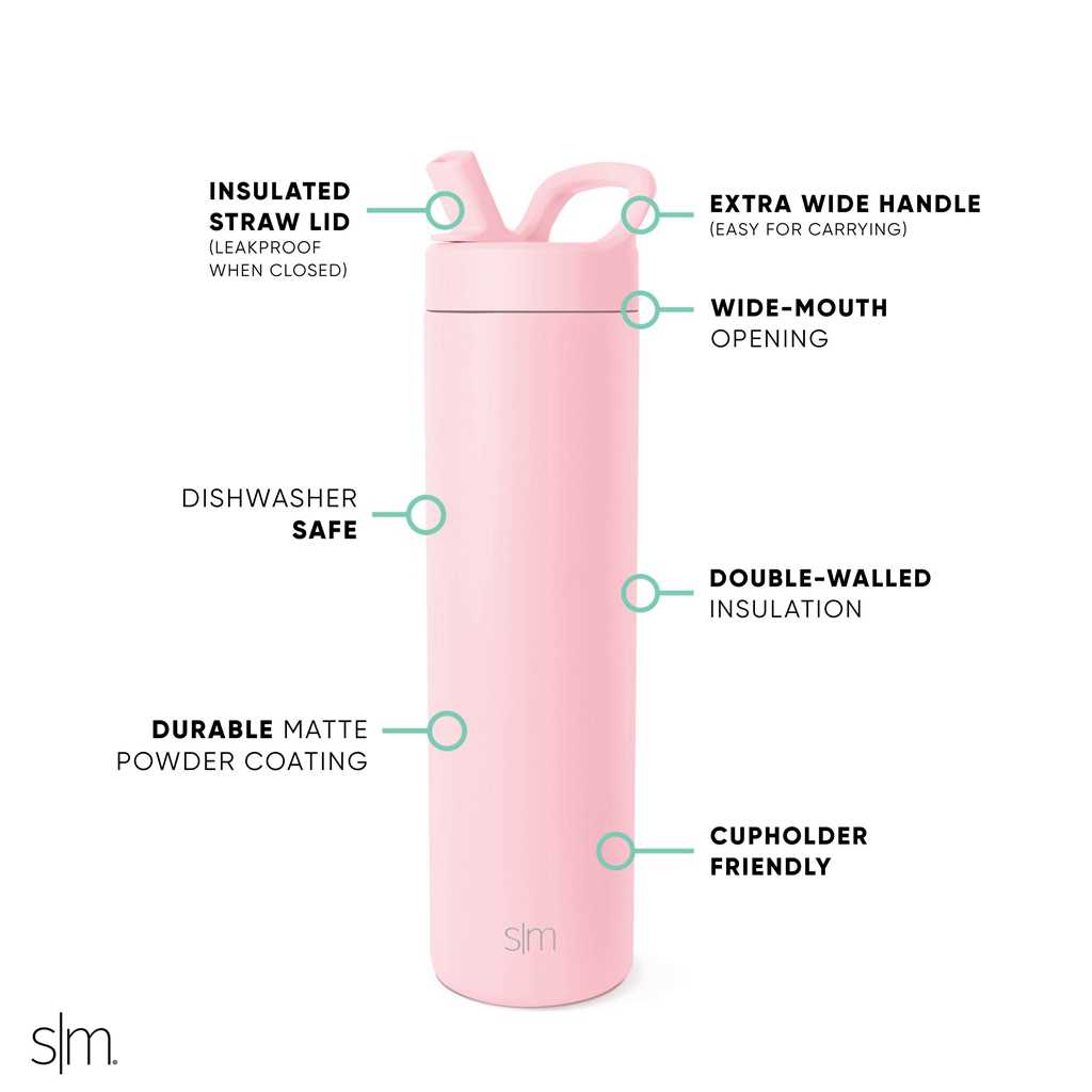 Simple Modern with Manual Straw Lid Waterflessen Roze | 791836NJL