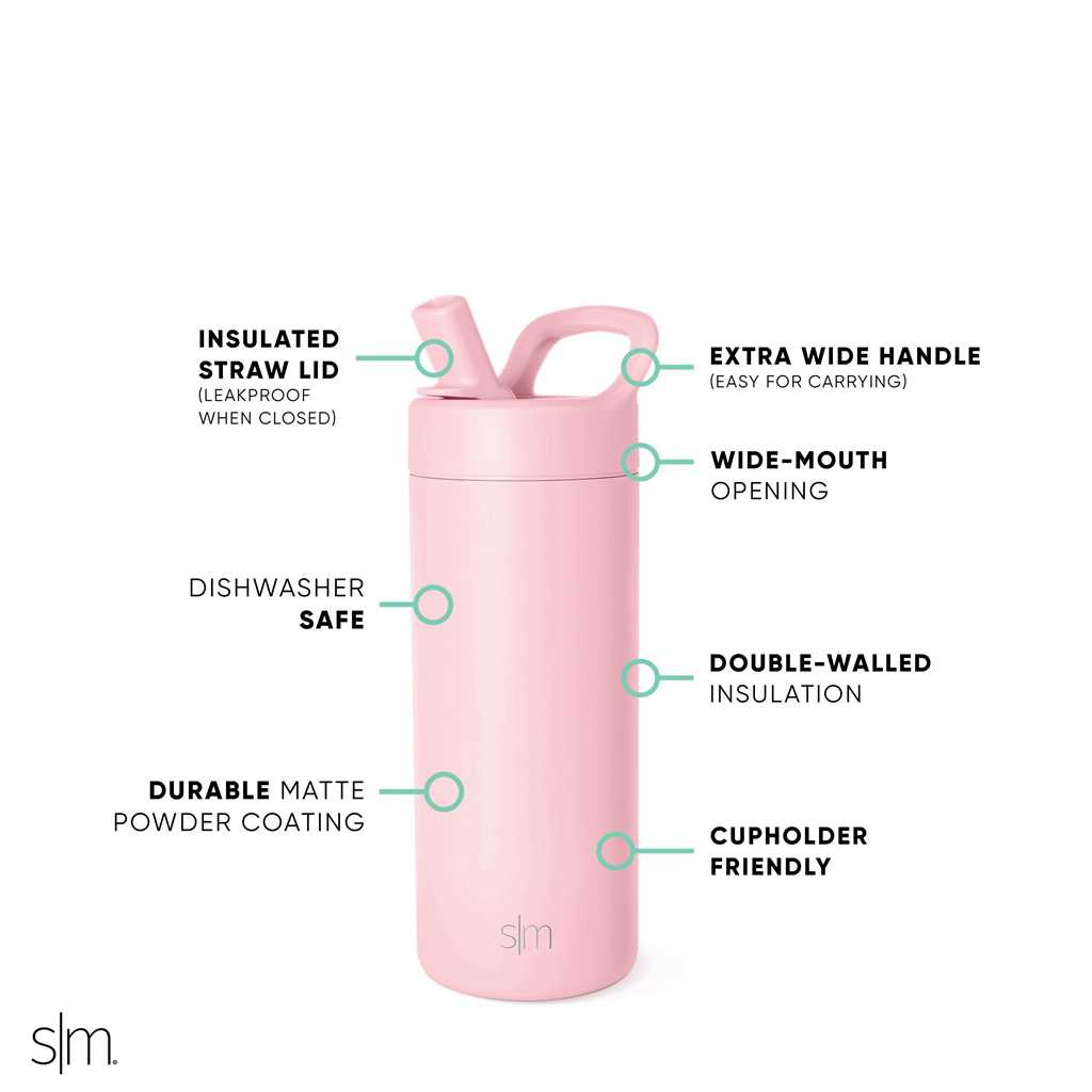 Simple Modern with Manual Straw Lid Waterflessen Roze | 015347BZV