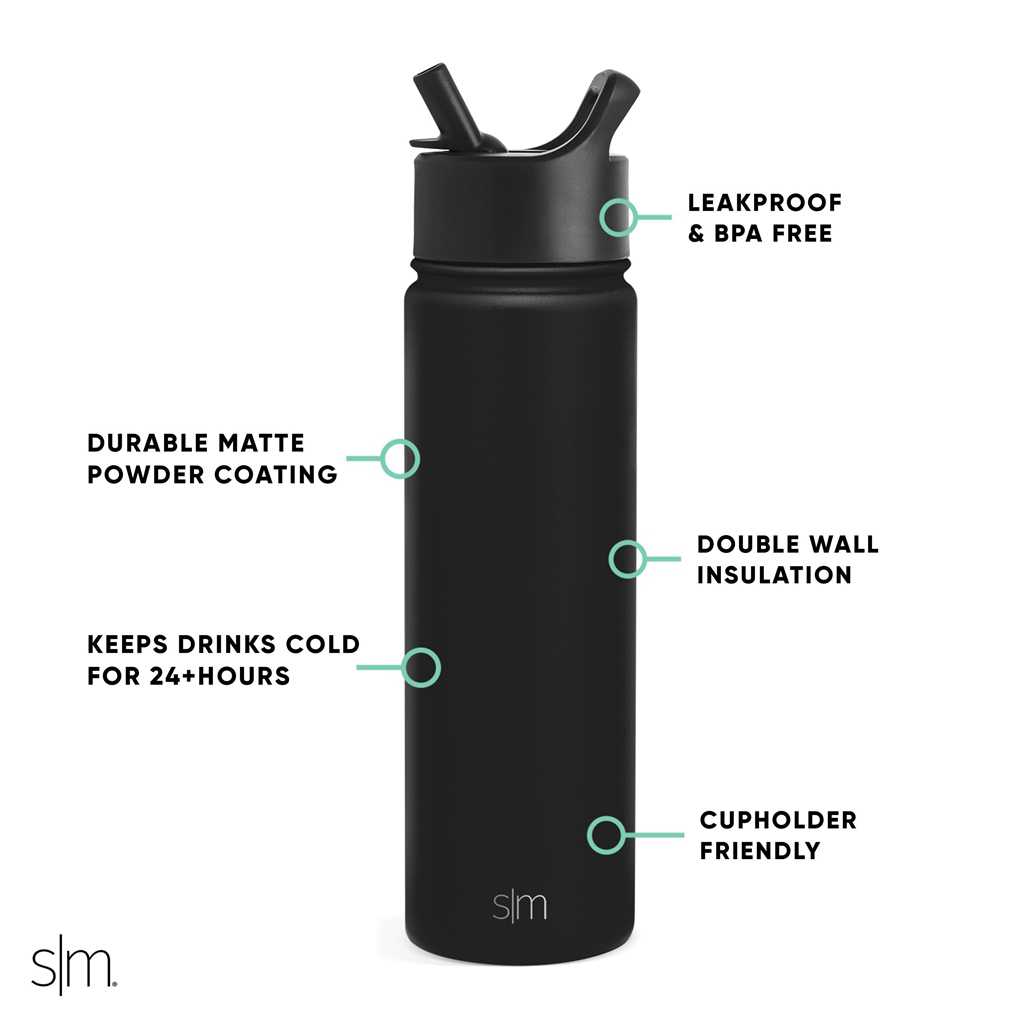 Simple Modern with Straw Lid Waterflessen Wit | 073562IOC